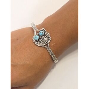 Vintage Navajo Sterling Silver Ray Nez RN Turquoise Cuff Bracelet Signed 7.25"